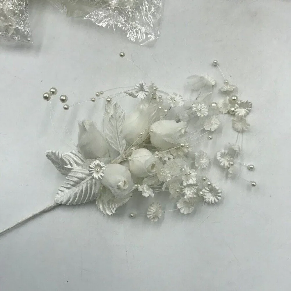 Vintage 80s Womens Comb Tiara Spray Crystals Flowers Pearls Wedding Bridal Lot